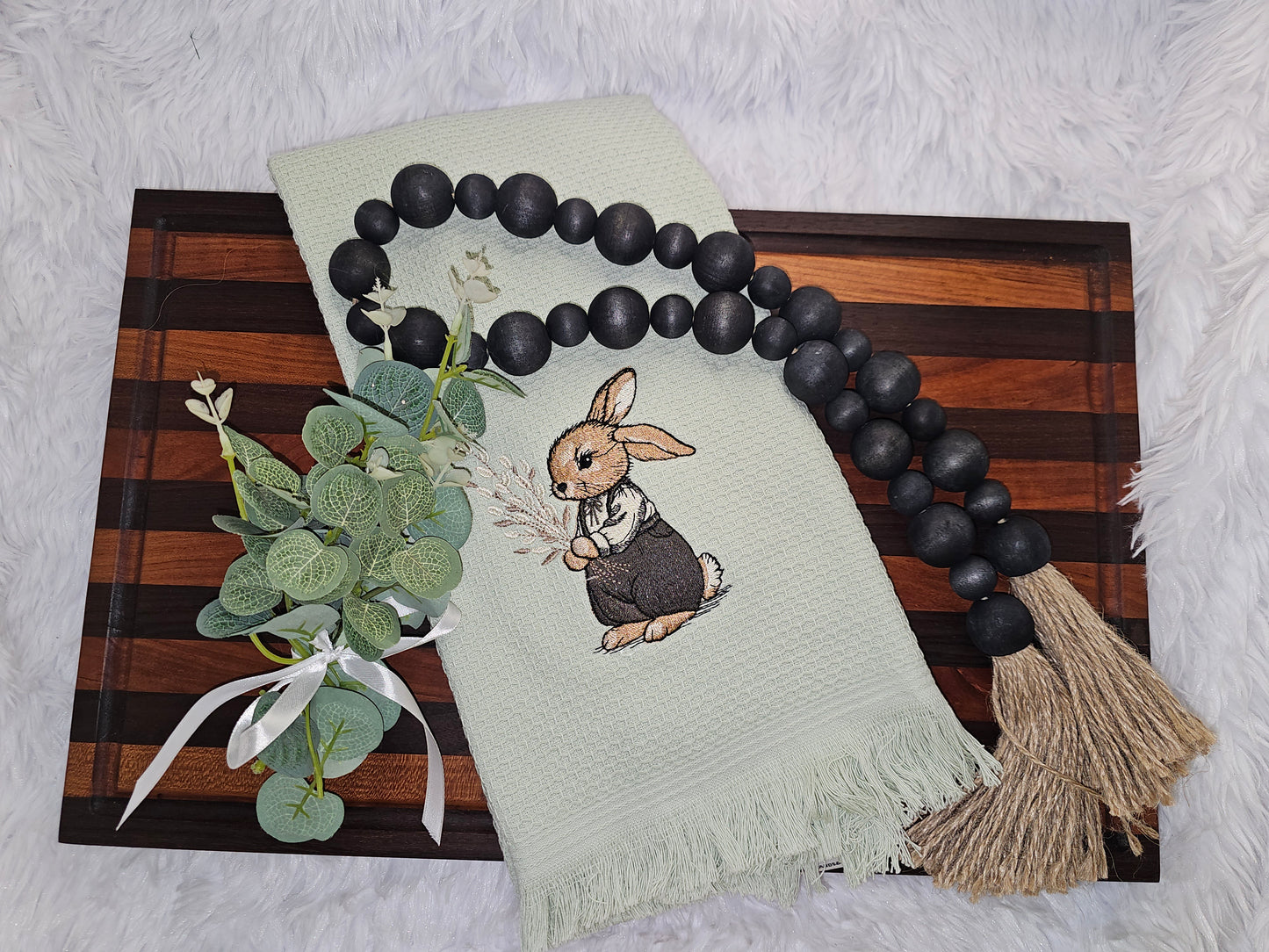 Easter bunny on decorative kitchen towels INCLUDES 3 TOWELS.