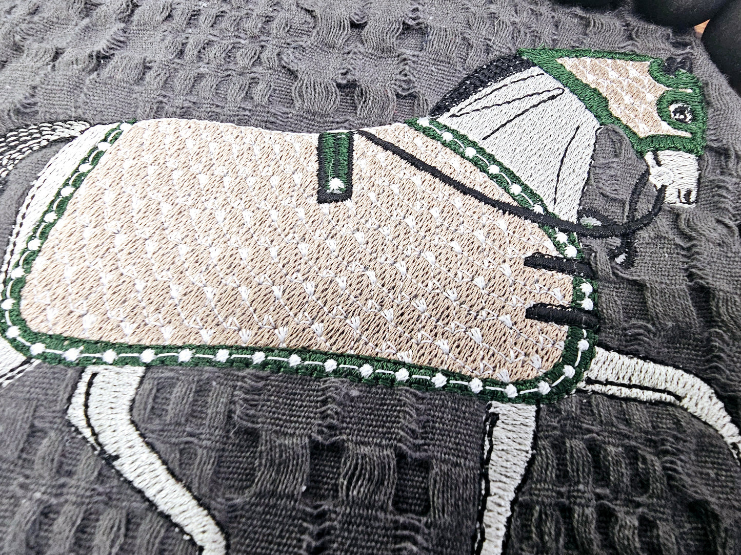 Machine Embroidered Horse Kitchen towel set.