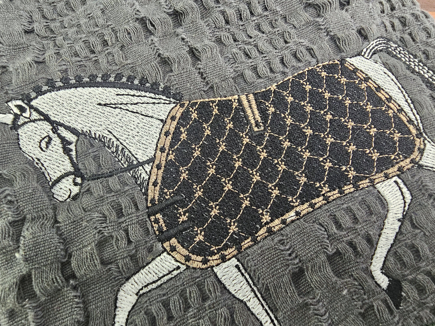 Machine Embroidered Horse Kitchen towel set.