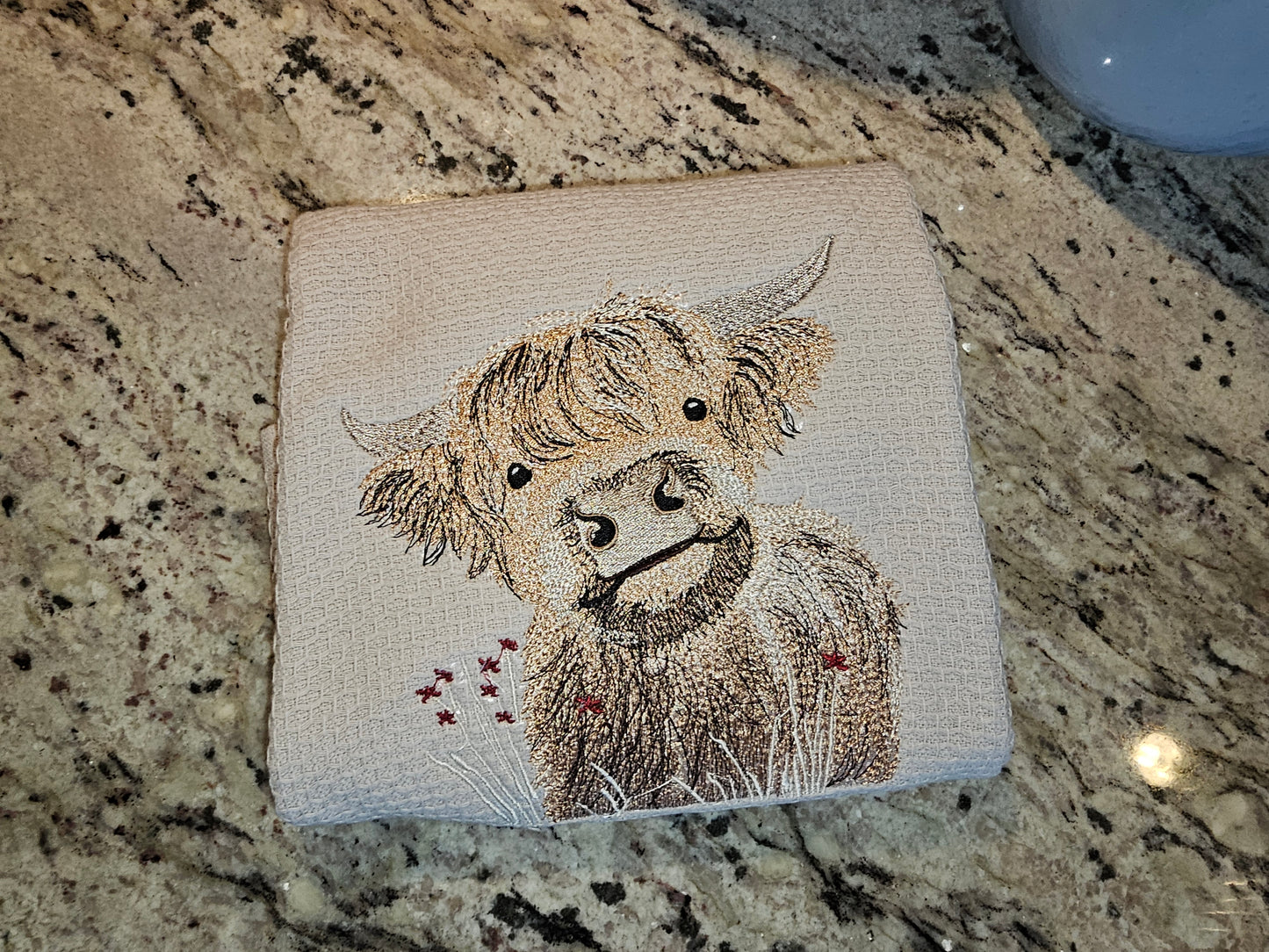Easter Bunny on Blue dish towels
