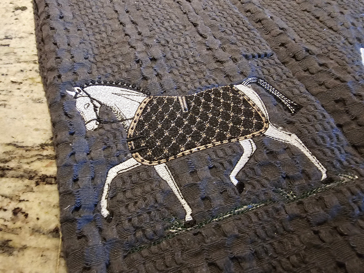 Machine Embroidered Horse Kitchen towel set.