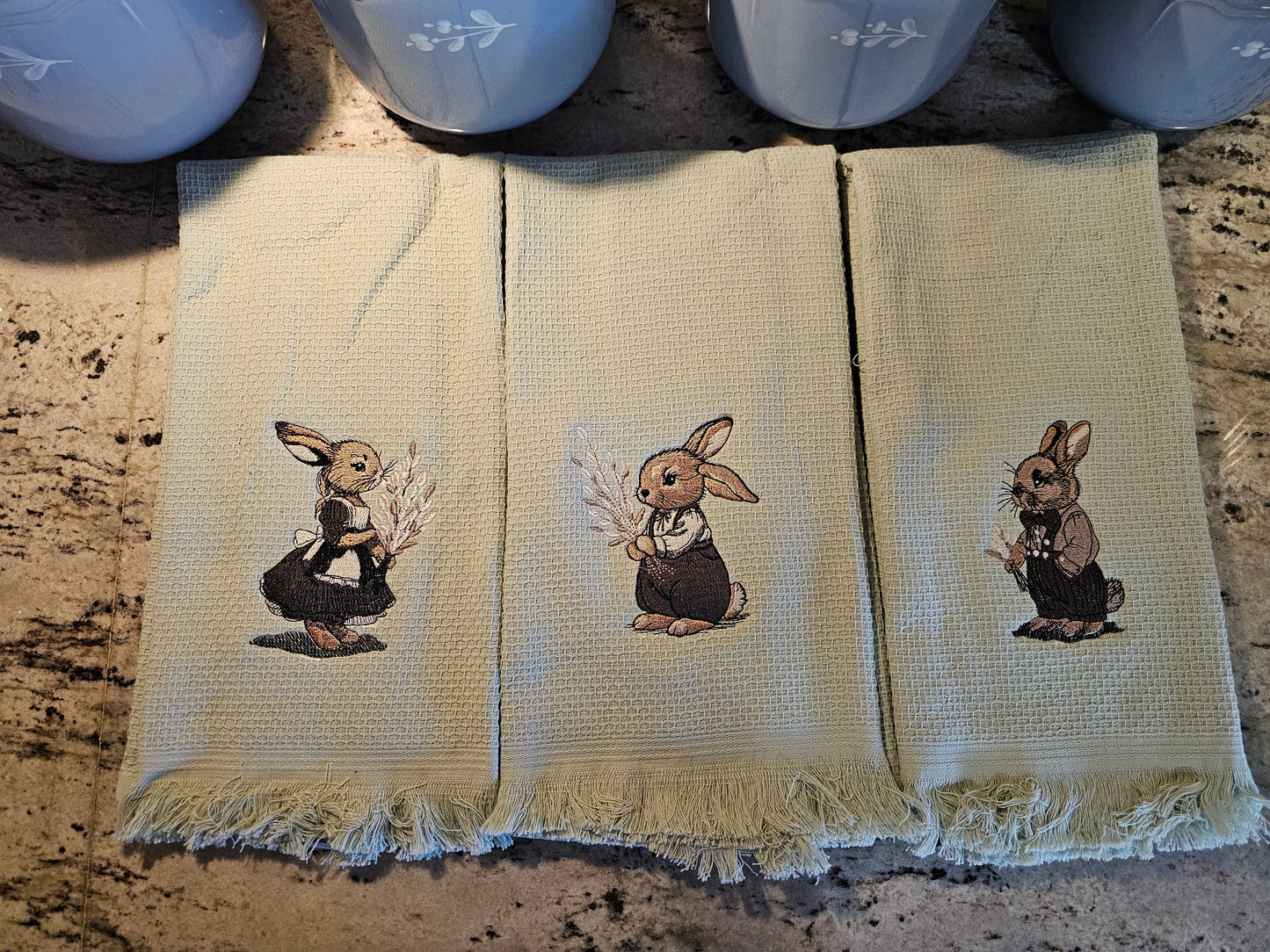 Easter bunny on decorative kitchen towels INCLUDES 3 TOWELS.