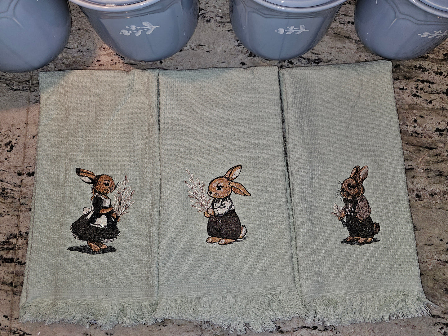 Easter bunny on decorative kitchen towels INCLUDES 3 TOWELS.