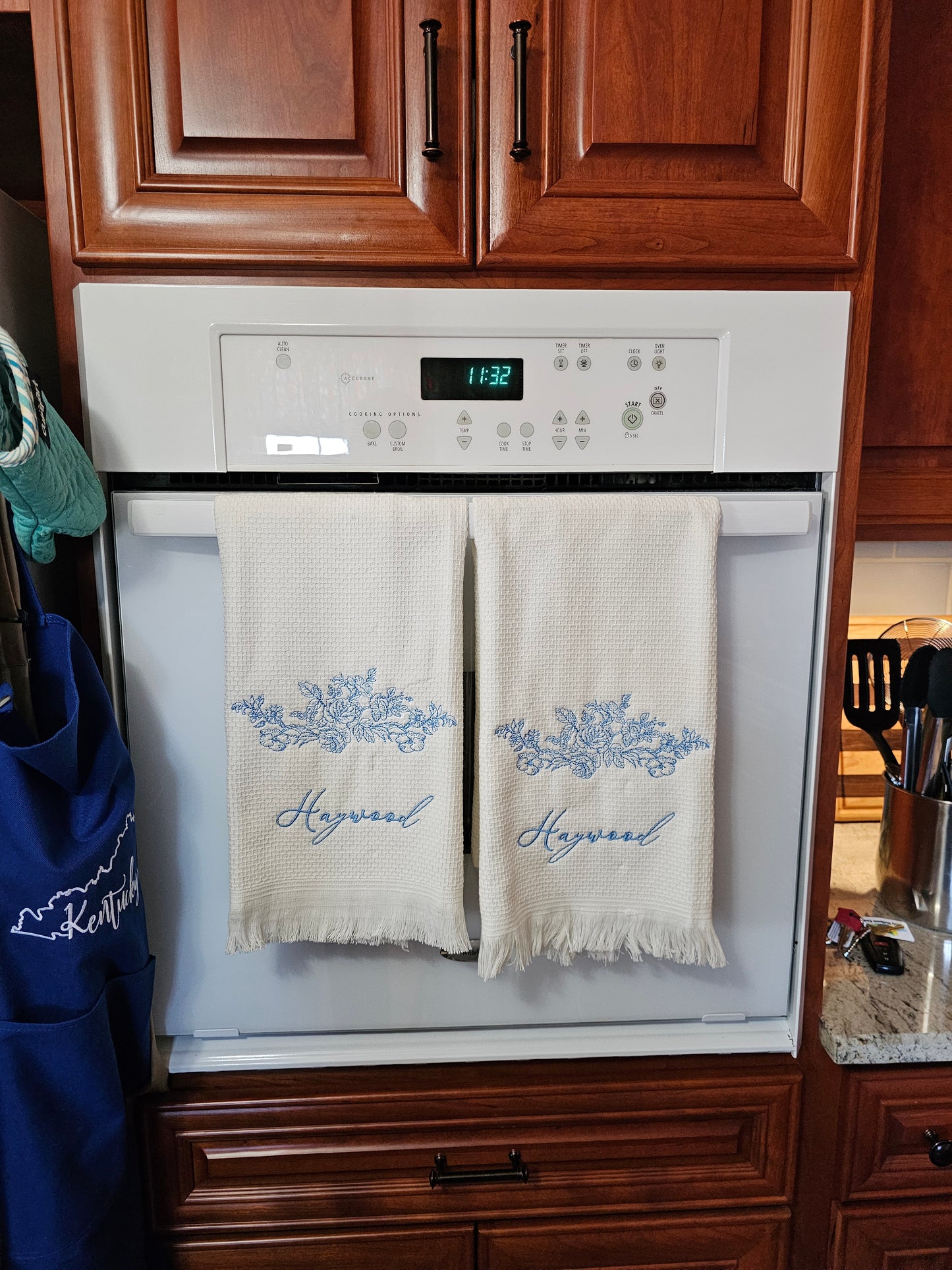 Easter Bunny on Blue dish towels