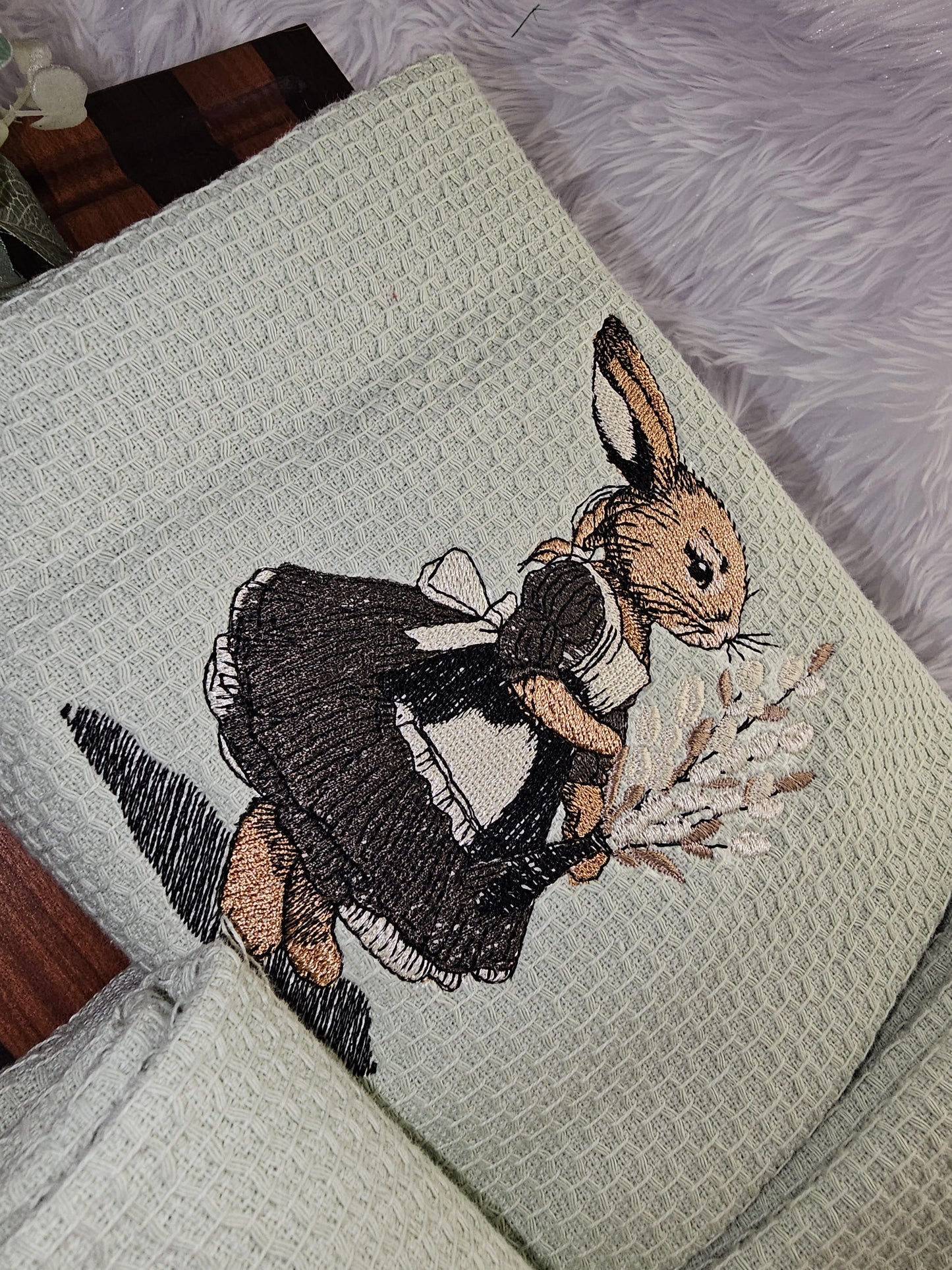Easter bunny on decorative kitchen towels INCLUDES 3 TOWELS.