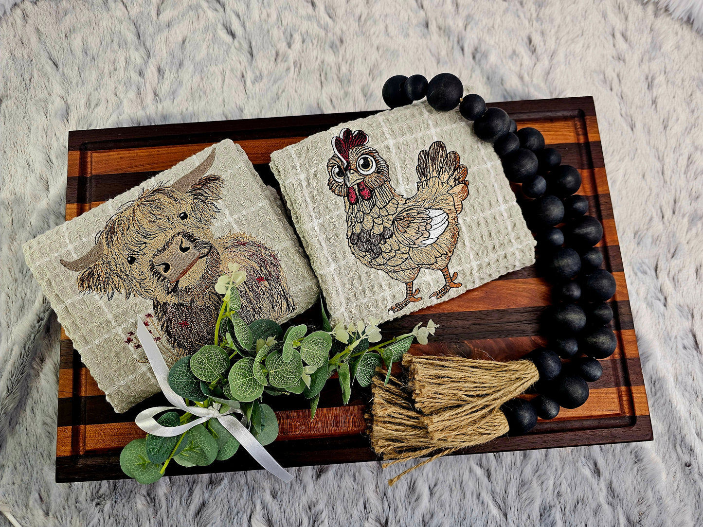 Embroidered decorative Kitchen towels (farm animals)