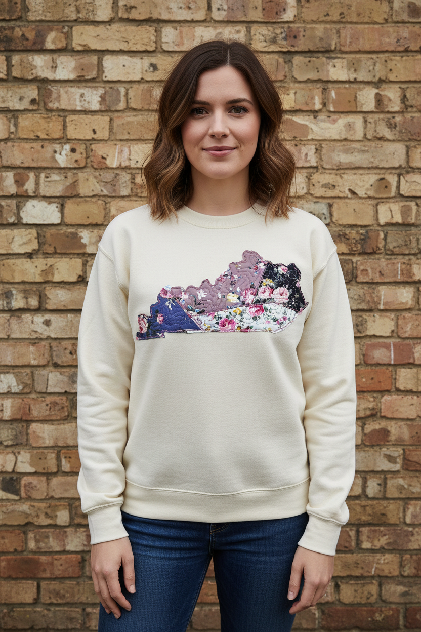 Embroidered/quilted State applique shirt