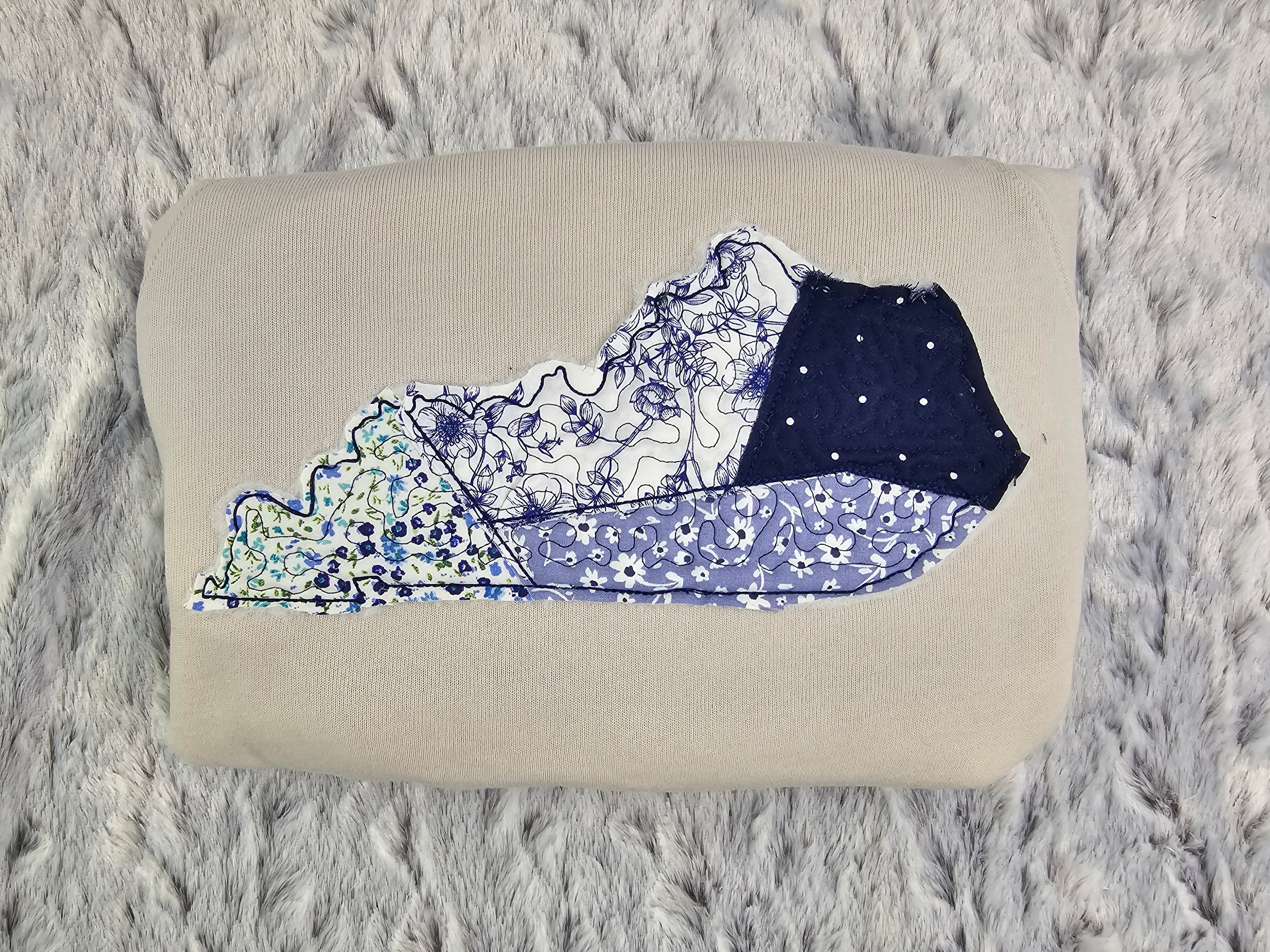 Embroidered/quilted State applique shirt