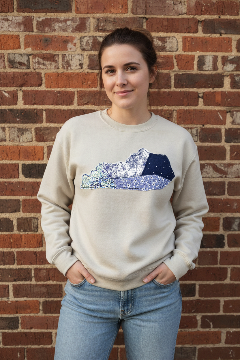 Embroidered/quilted State applique shirt