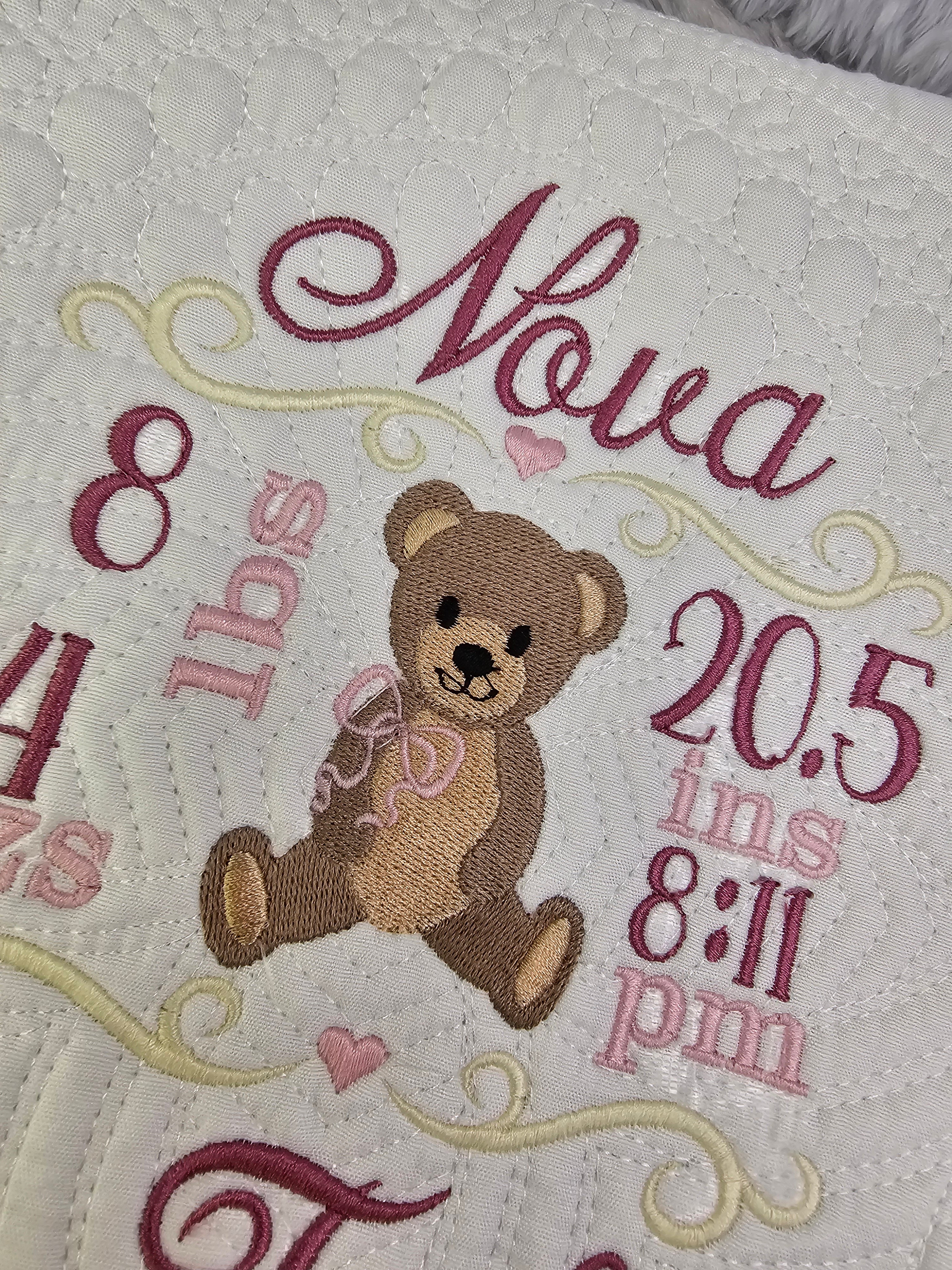 embroidered personalized baby quilt