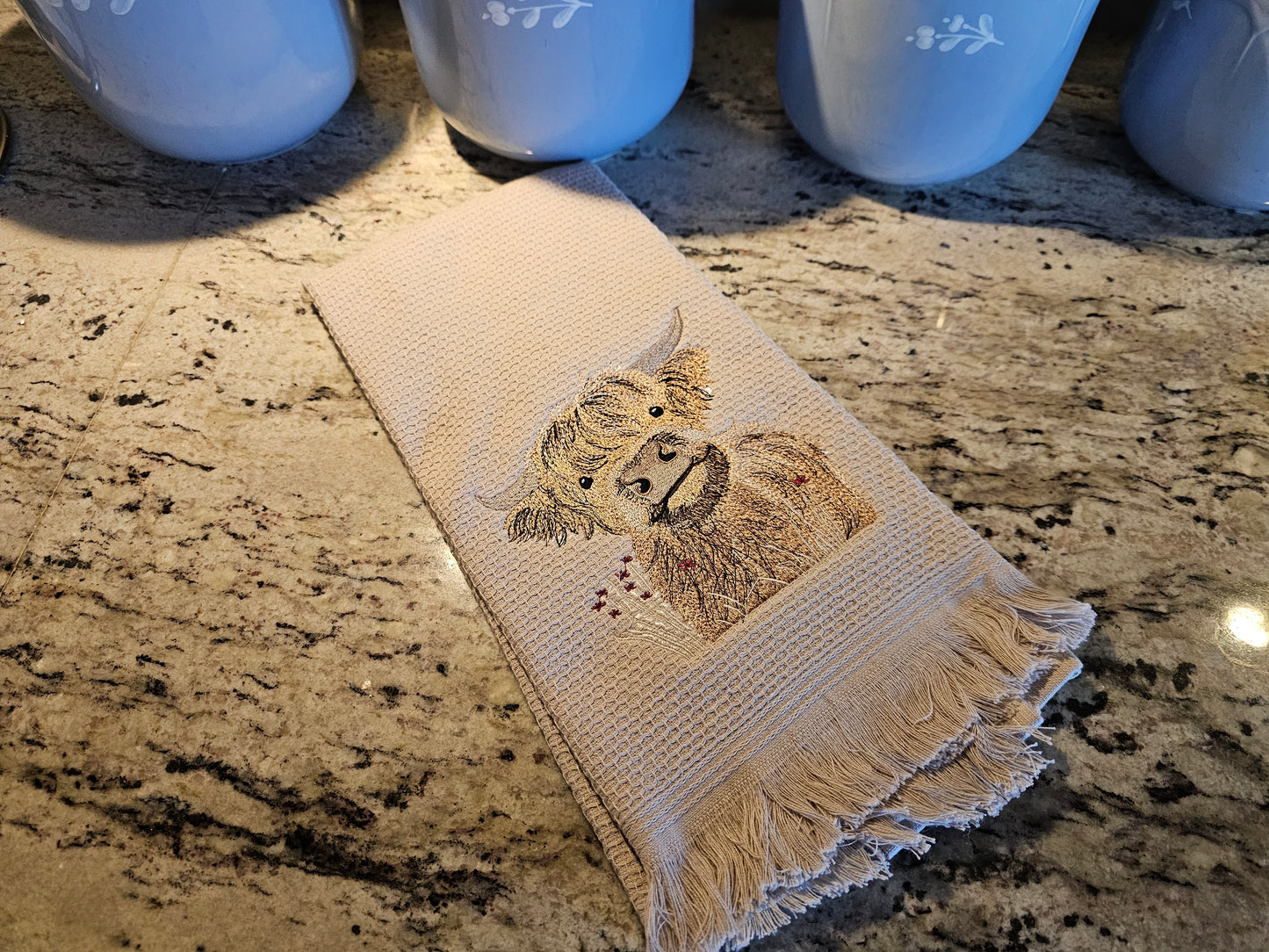 Easter Bunny on Blue dish towels