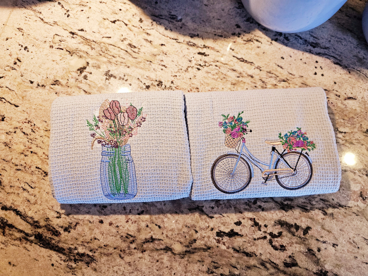 Easter Bunny on Blue dish towels