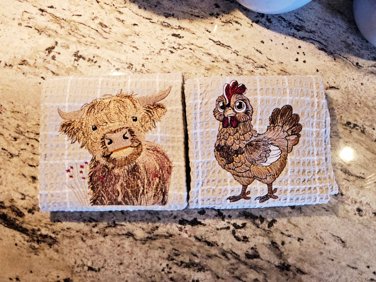 Easter Bunny on Blue dish towels