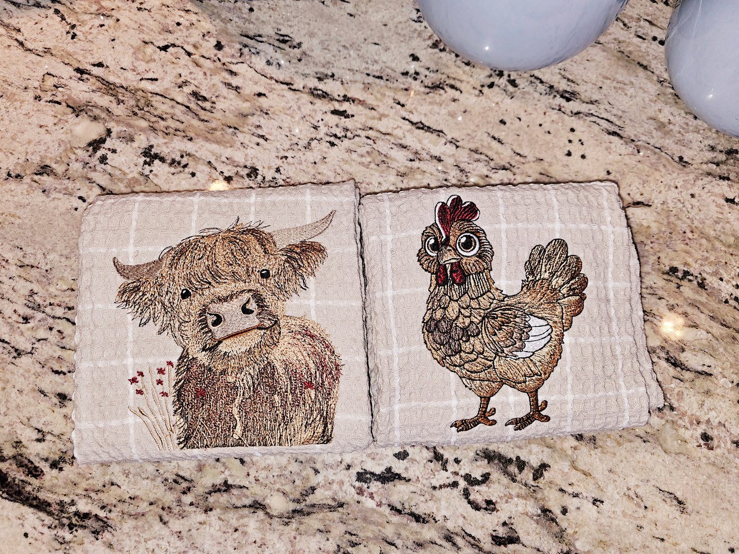 Easter Bunny on Blue dish towels