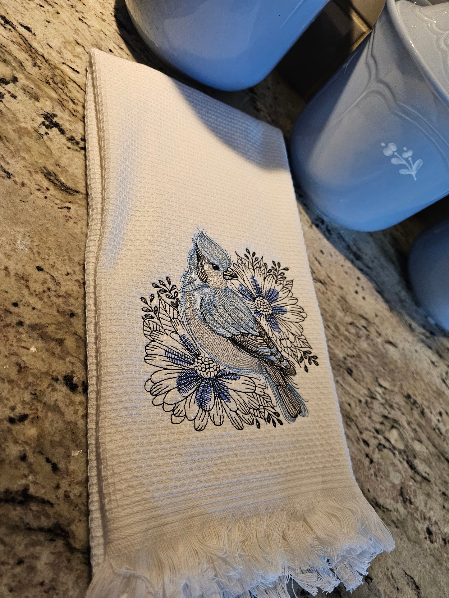 Easter Bunny on Blue dish towels