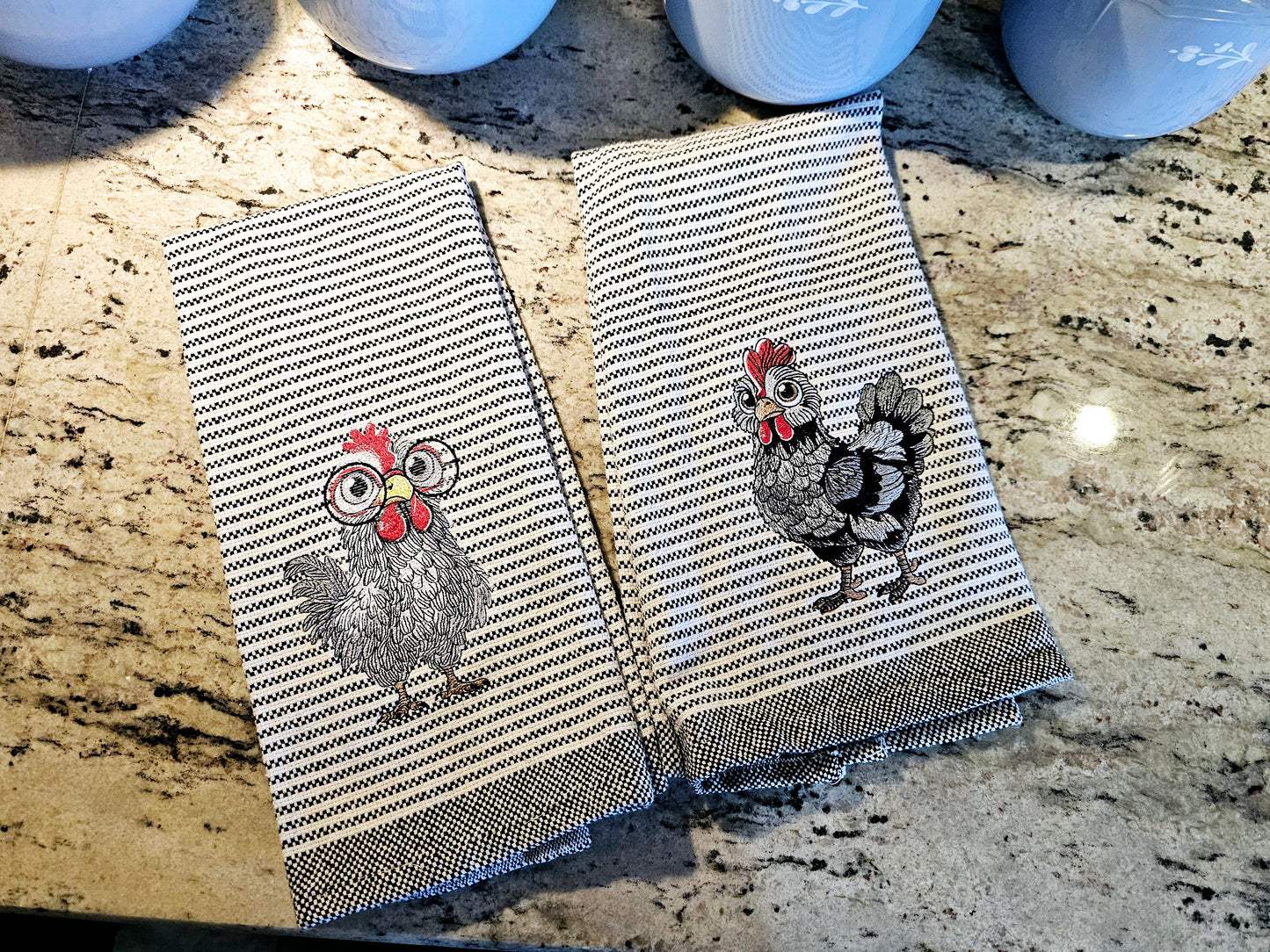 Easter Bunny on Blue dish towels