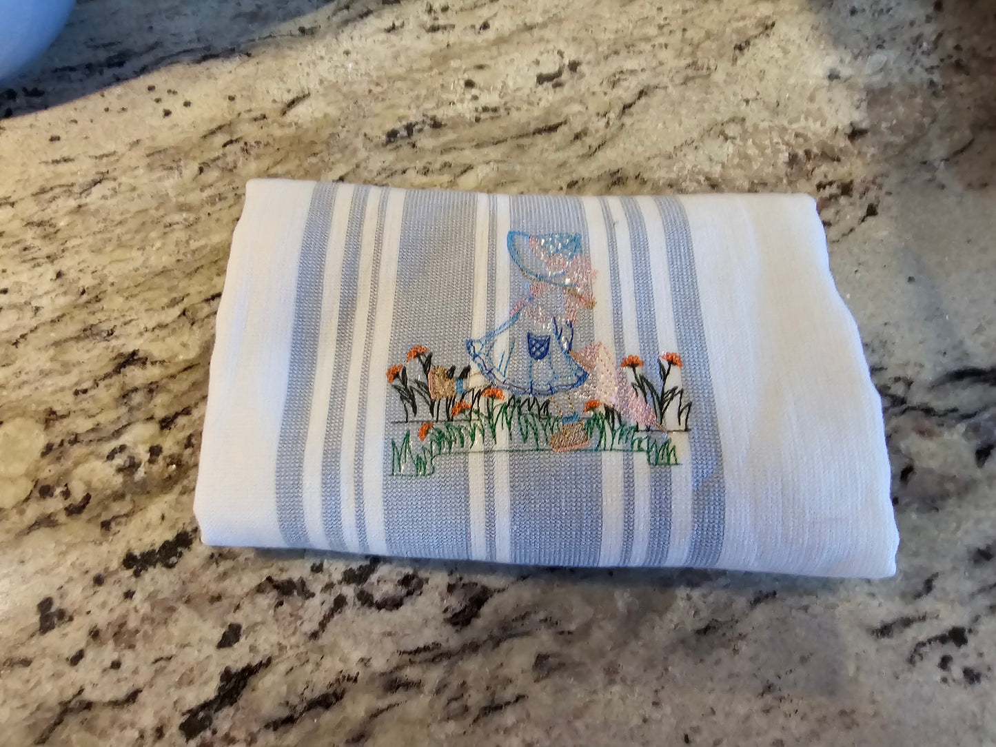 Easter Bunny on Blue dish towels