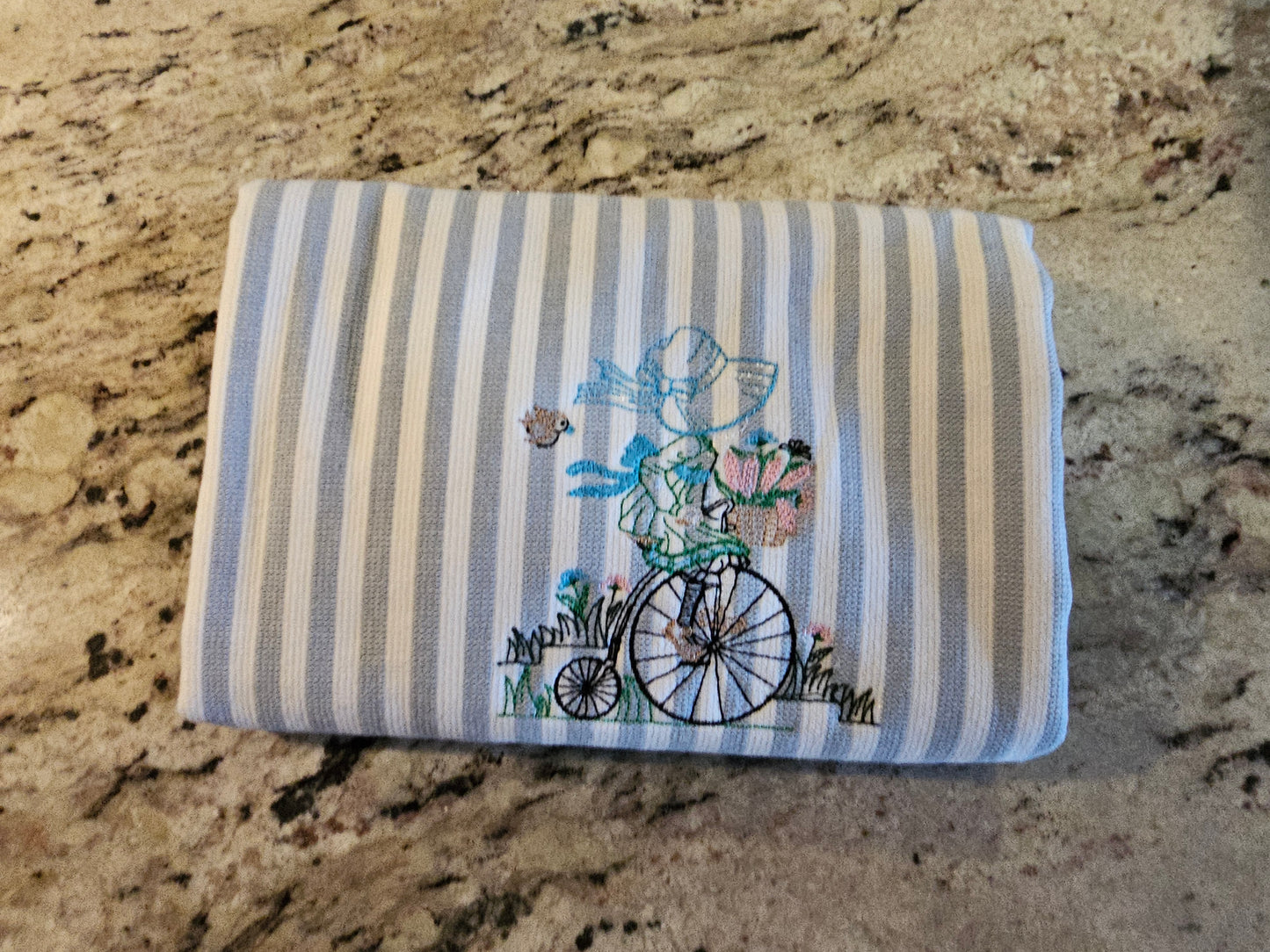 Easter Bunny on Blue dish towels