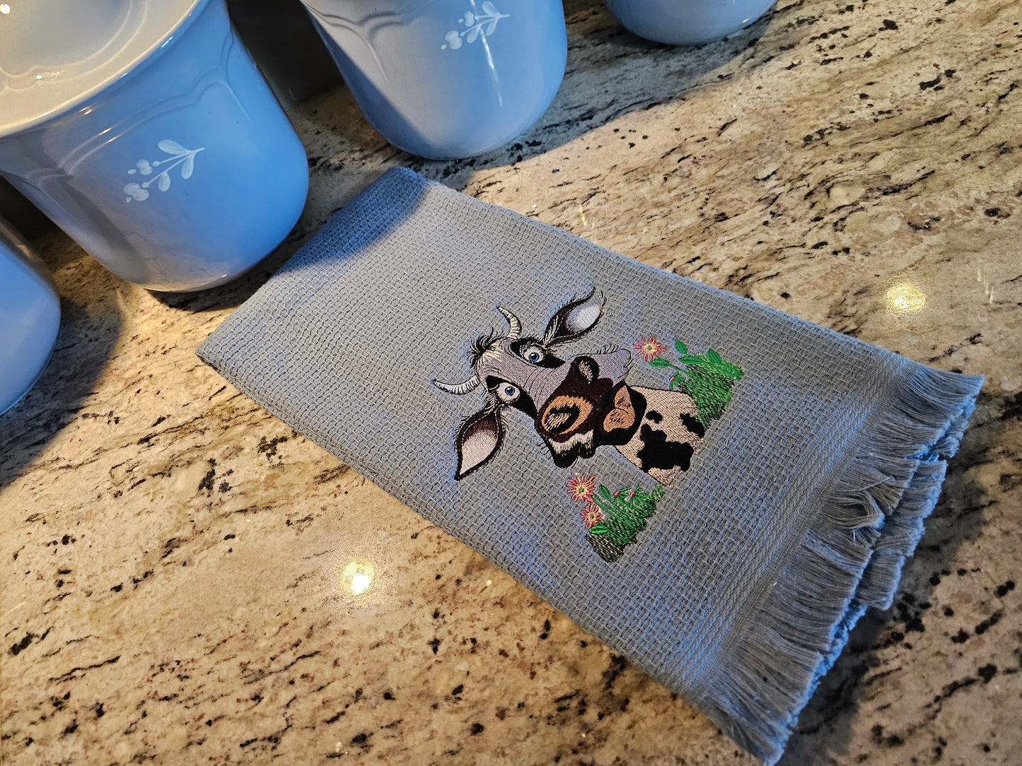 Easter Bunny on Blue dish towels