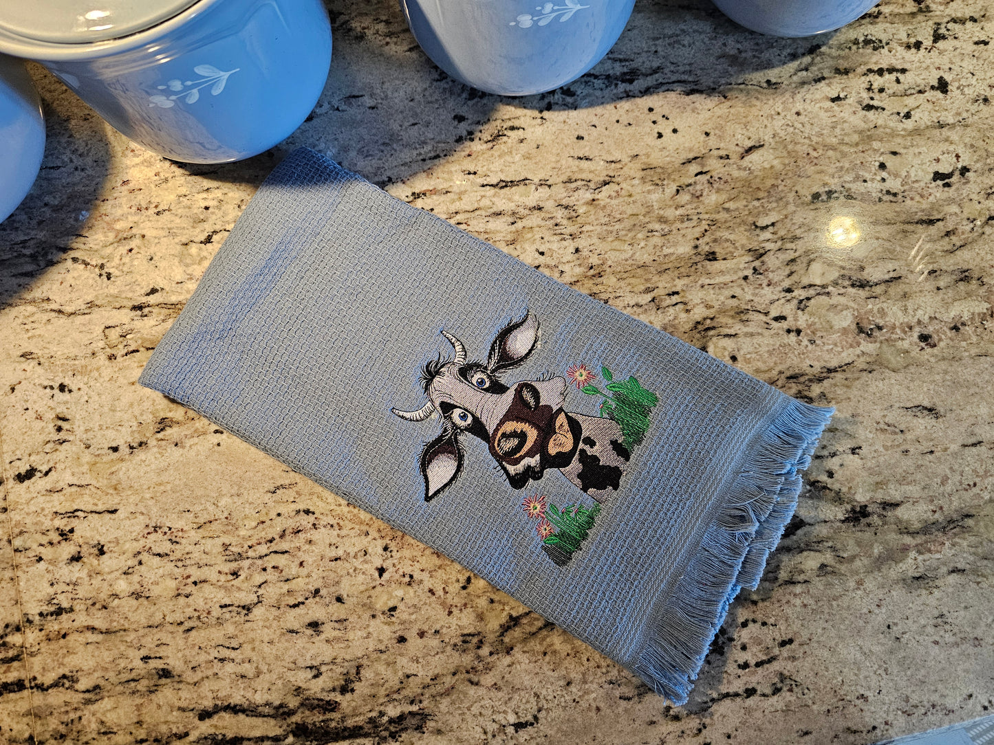 Easter Bunny on Blue dish towels