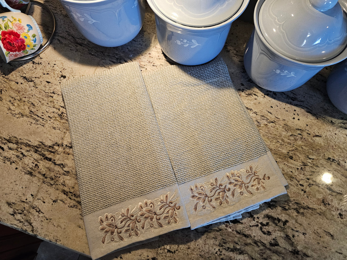 Easter Bunny on Blue dish towels