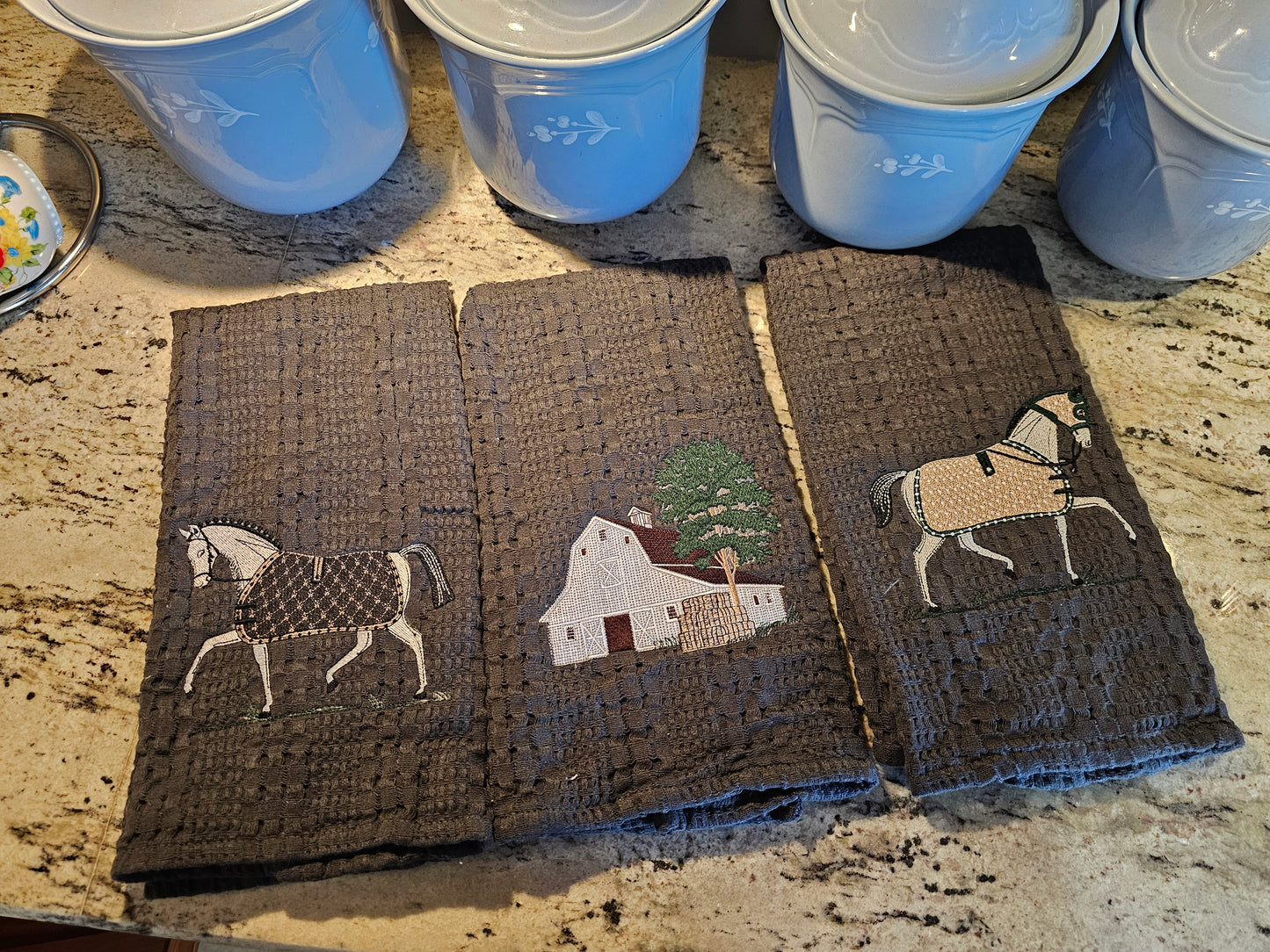 Easter Bunny on Blue dish towels