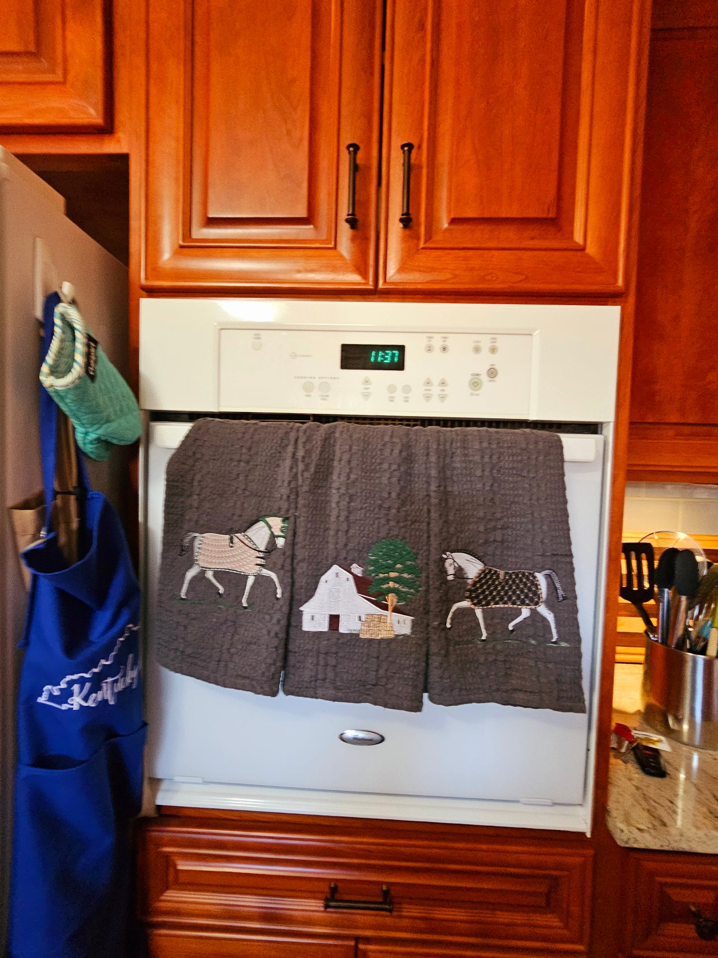 Easter Bunny on Blue dish towels