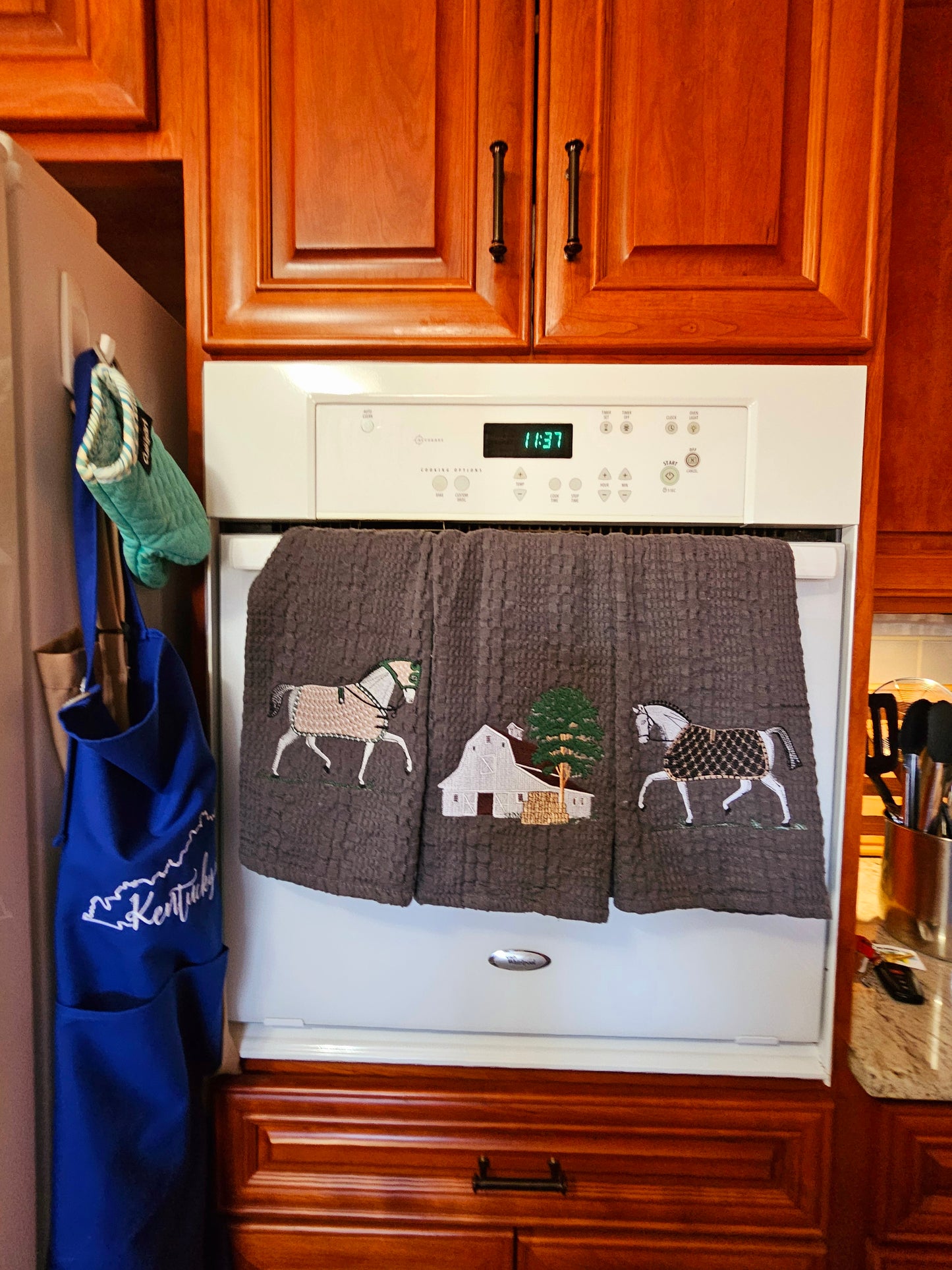 Easter Bunny on Blue dish towels