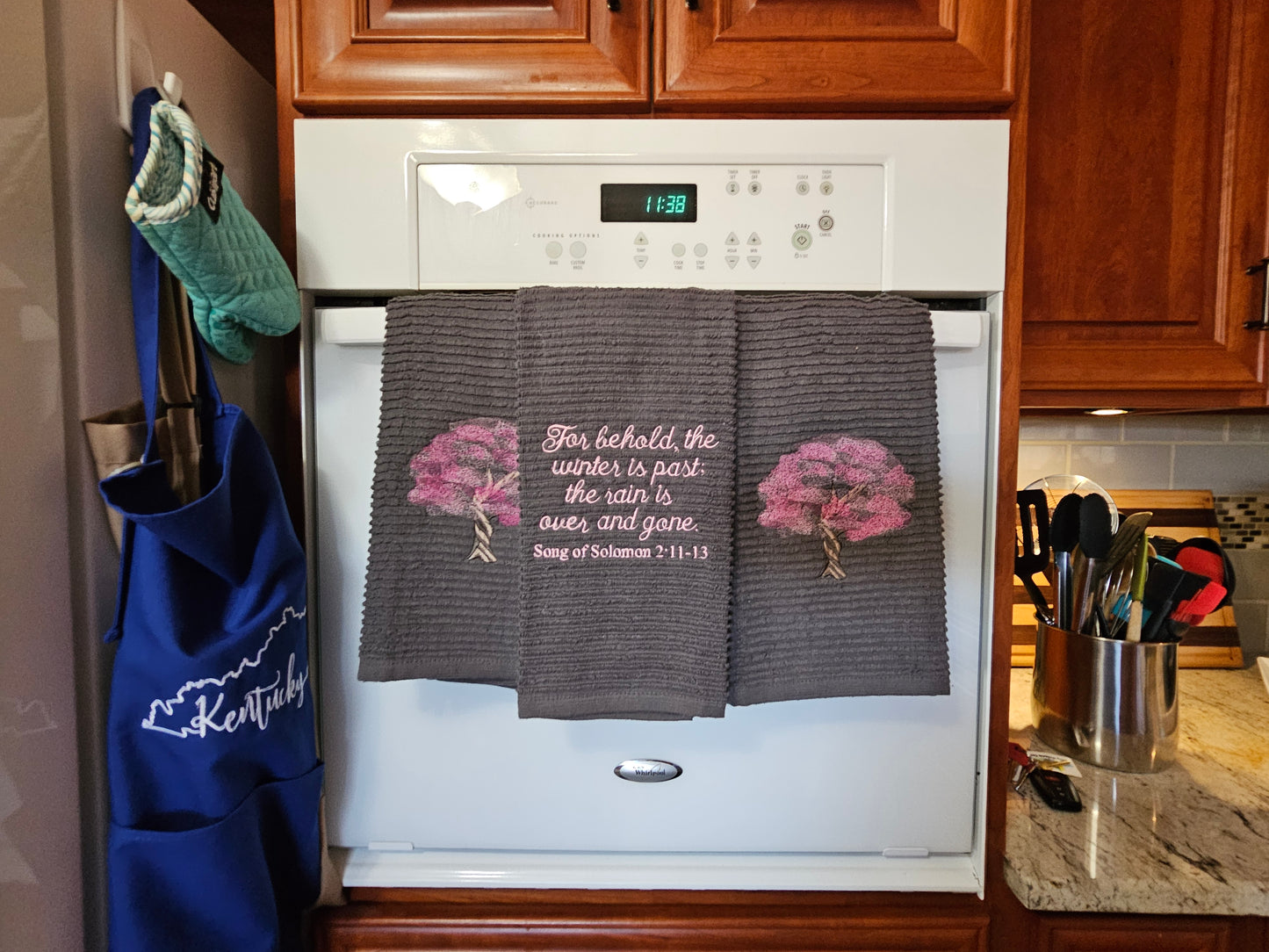 Easter Bunny on Blue dish towels