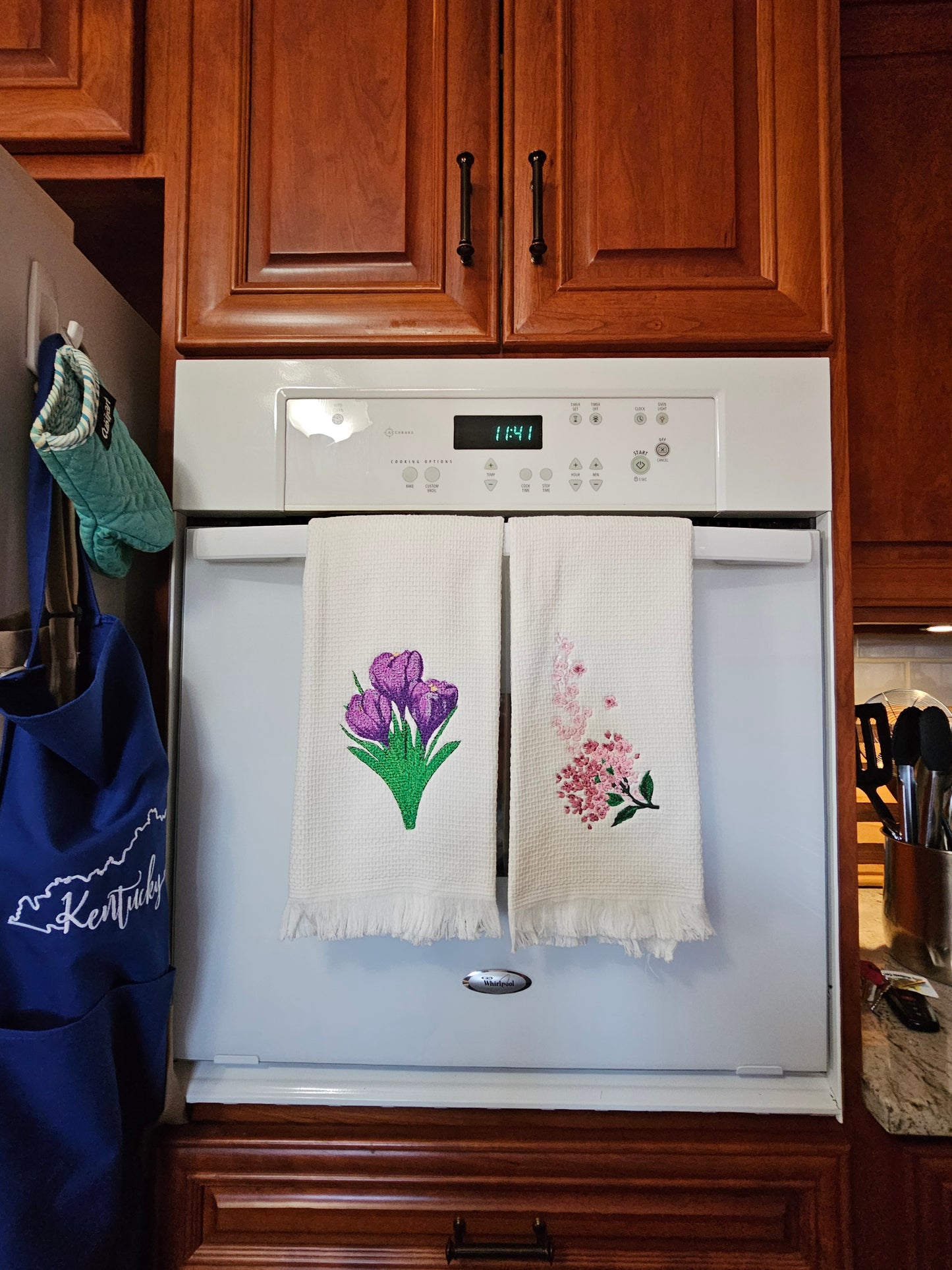 Easter Bunny on Blue dish towels