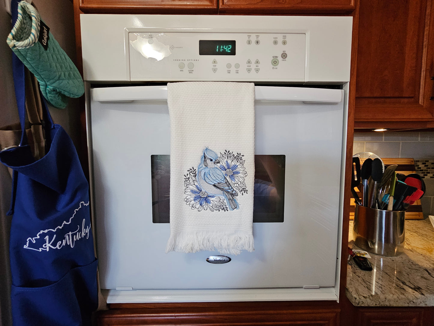 Easter Bunny on Blue dish towels
