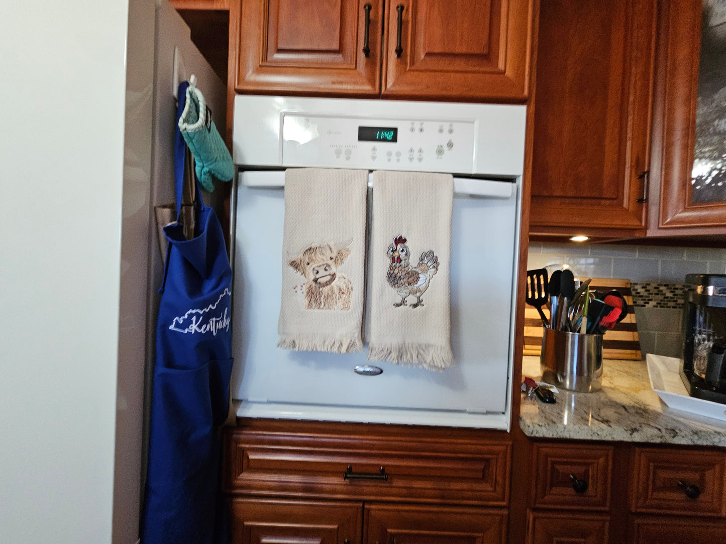 Easter Bunny on Blue dish towels