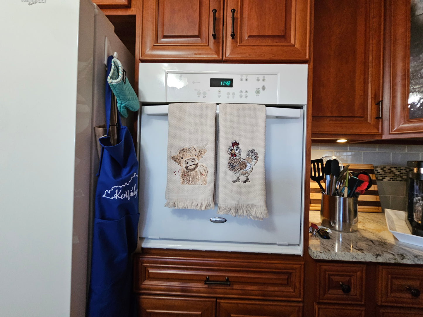 Easter Bunny on Blue dish towels