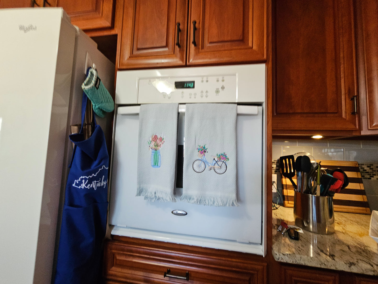 Easter Bunny on Blue dish towels