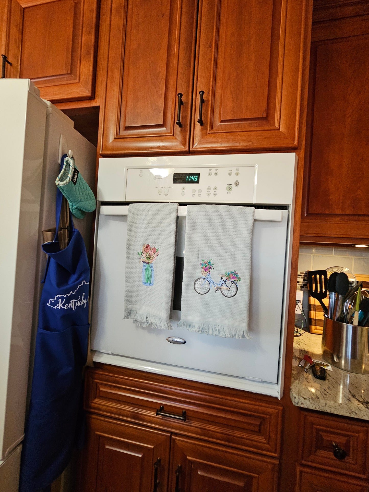 Easter Bunny on Blue dish towels