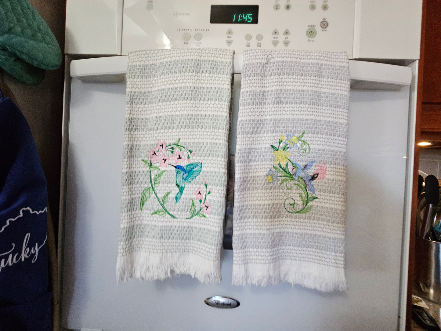 Easter Bunny on Blue dish towels
