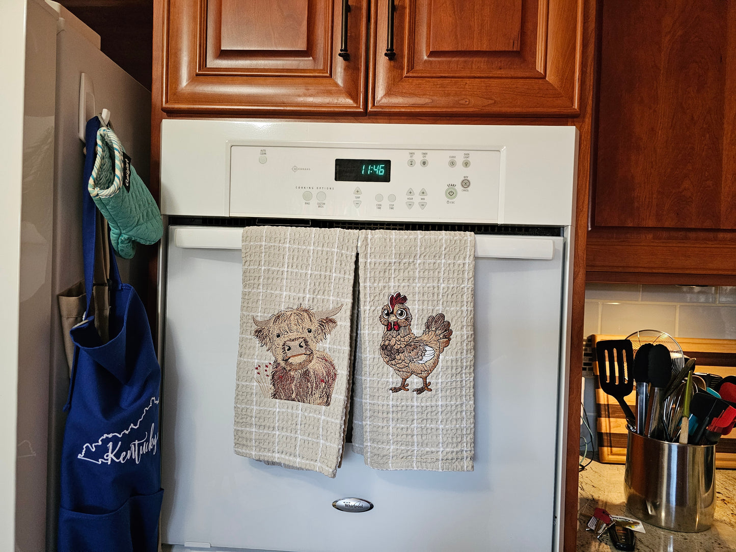 Easter Bunny on Blue dish towels