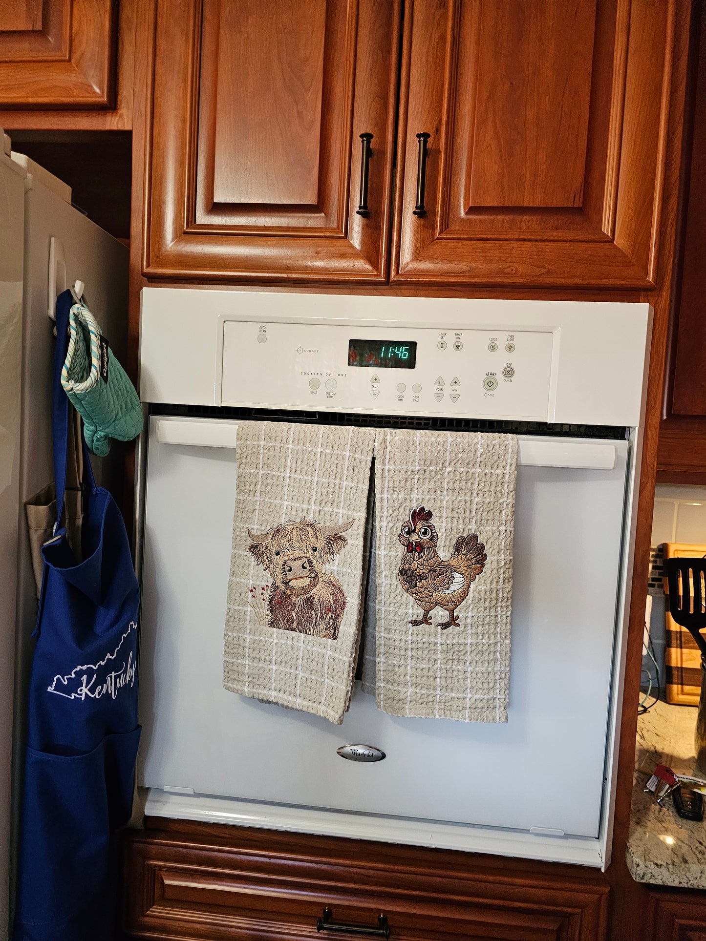Easter Bunny on Blue dish towels