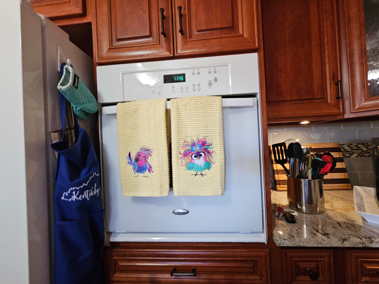 Easter Bunny on Blue dish towels