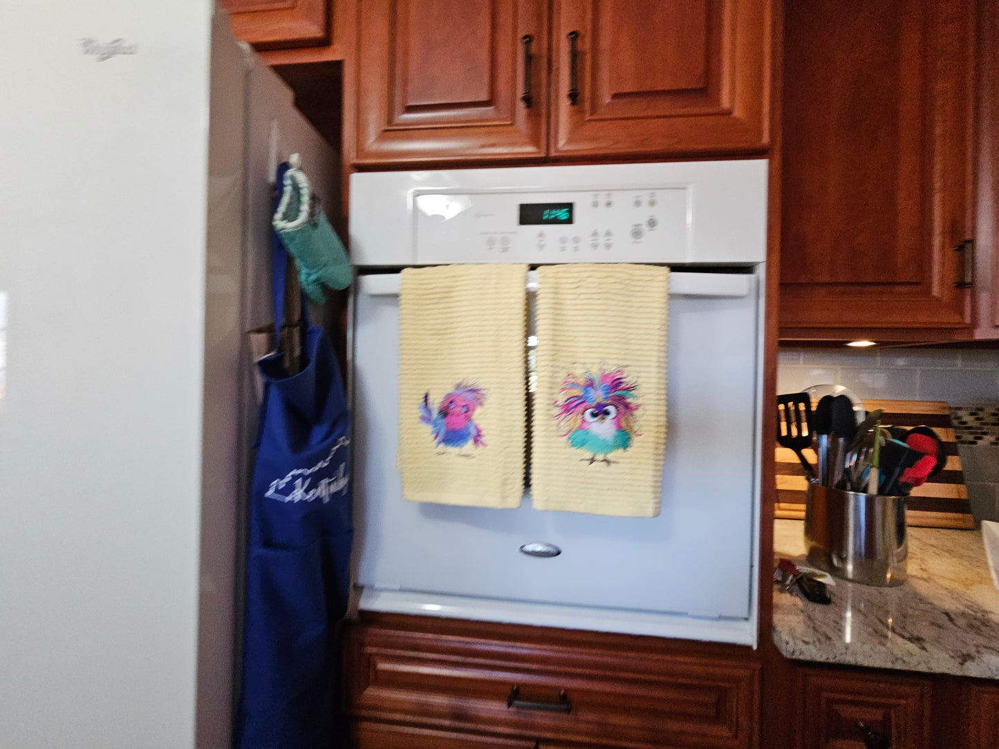 Easter Bunny on Blue dish towels