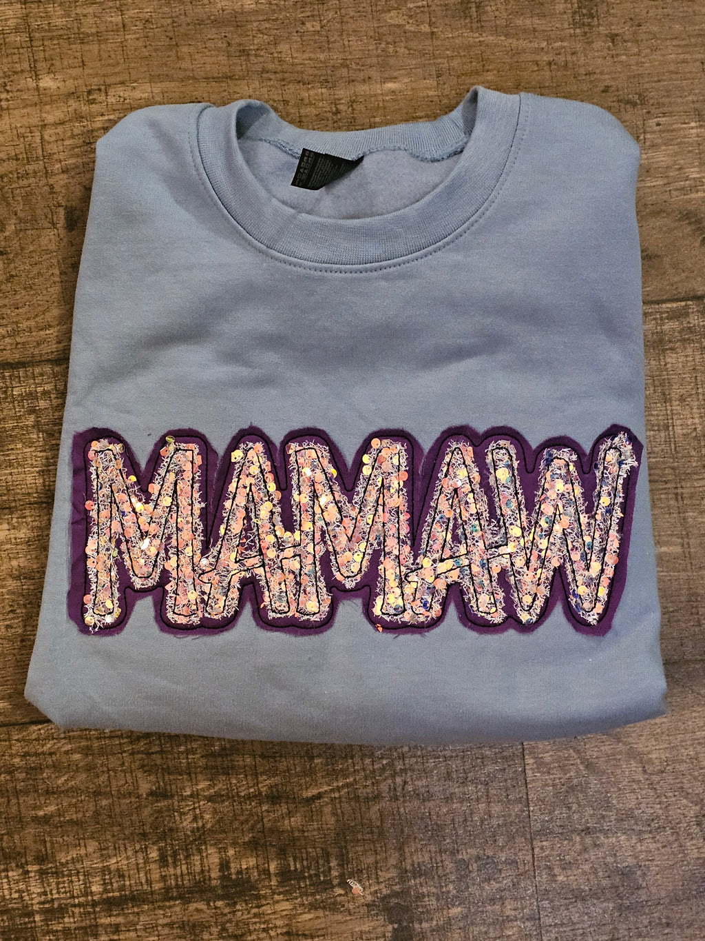 Sequin MAMAW applique crewneck