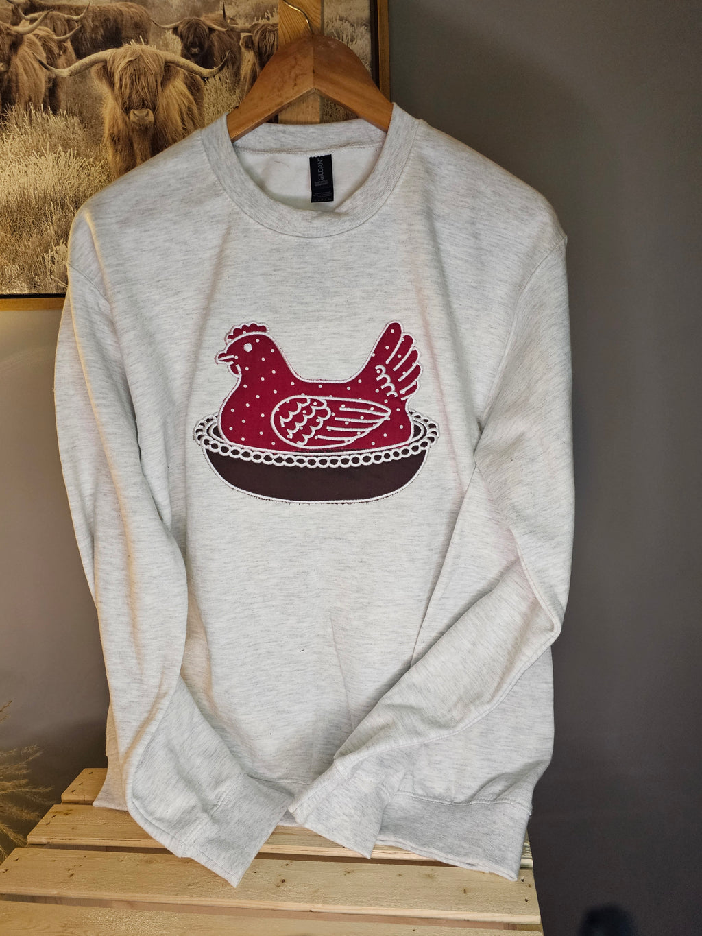 BLUE Hen in a basket