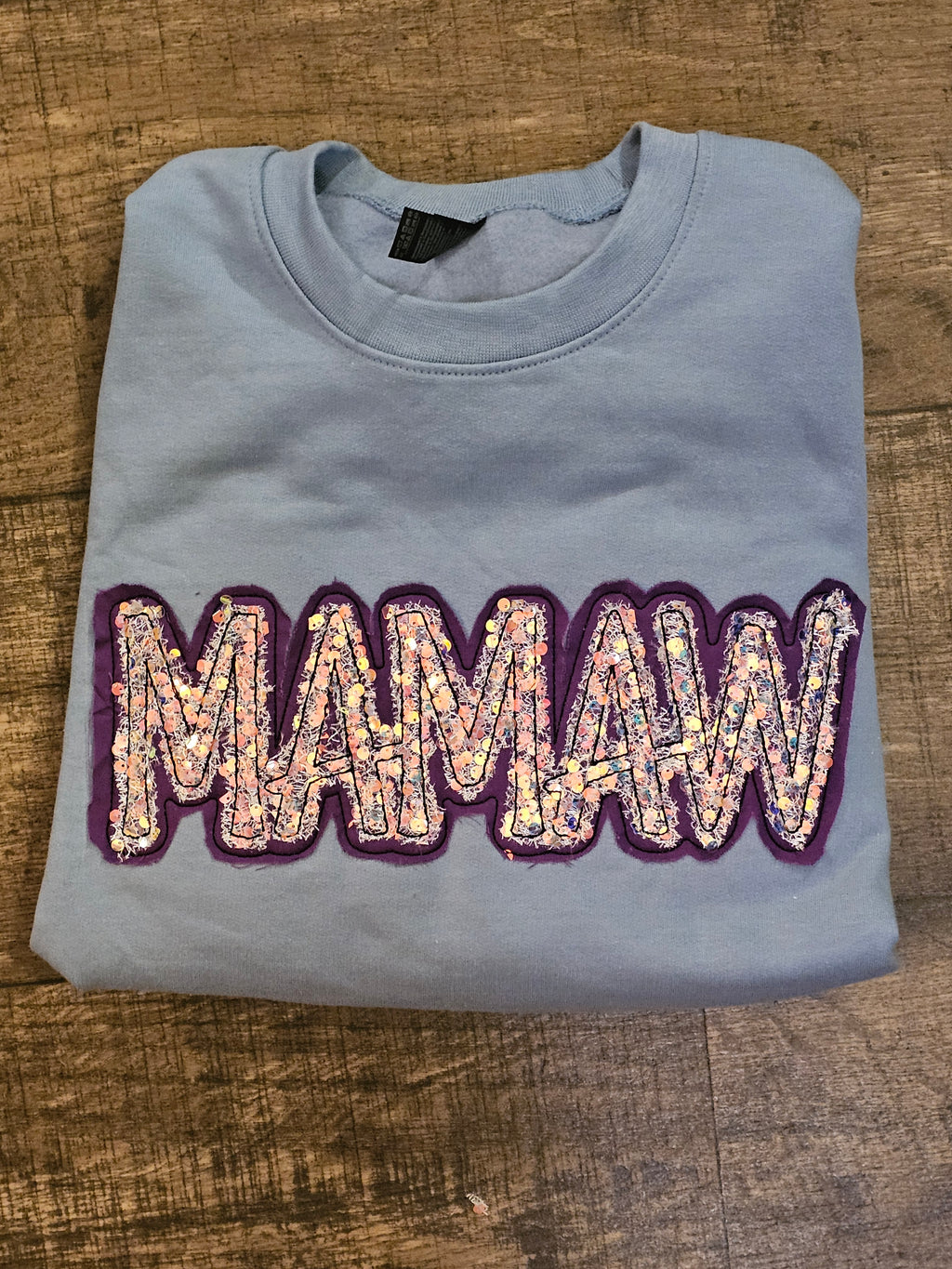 Sequin MAMAW applique crewneck
