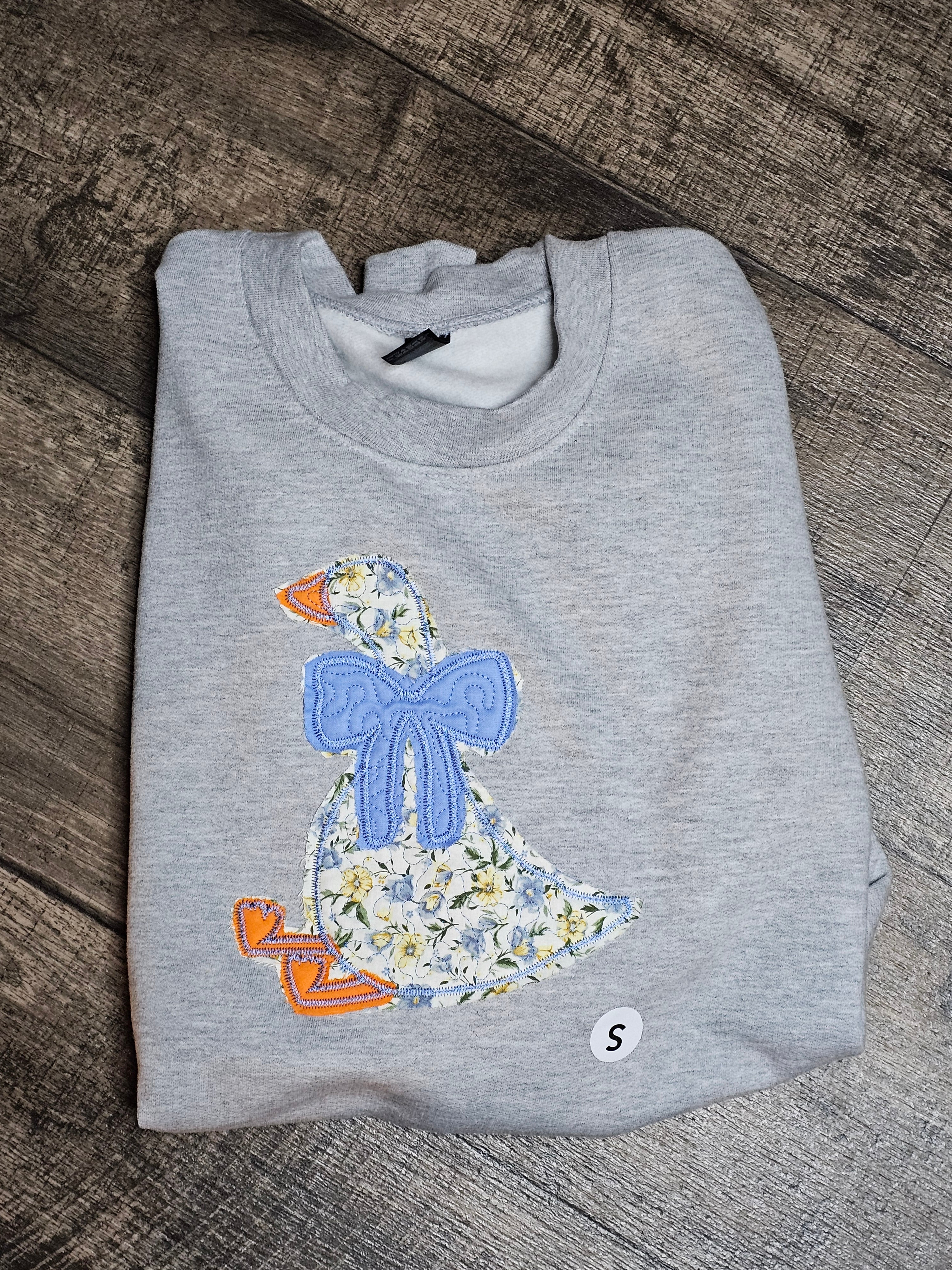 Quilted silly goose crewneck