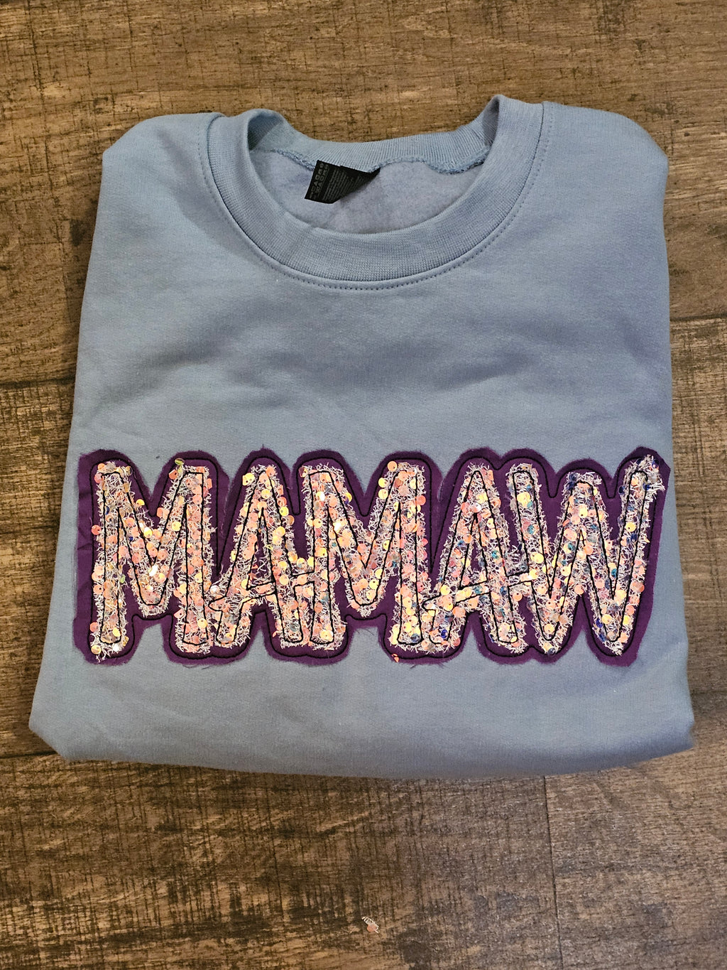 Sequin MAMAW applique crewneck