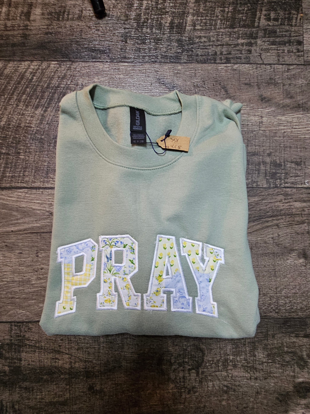 Sage green pray crew neck