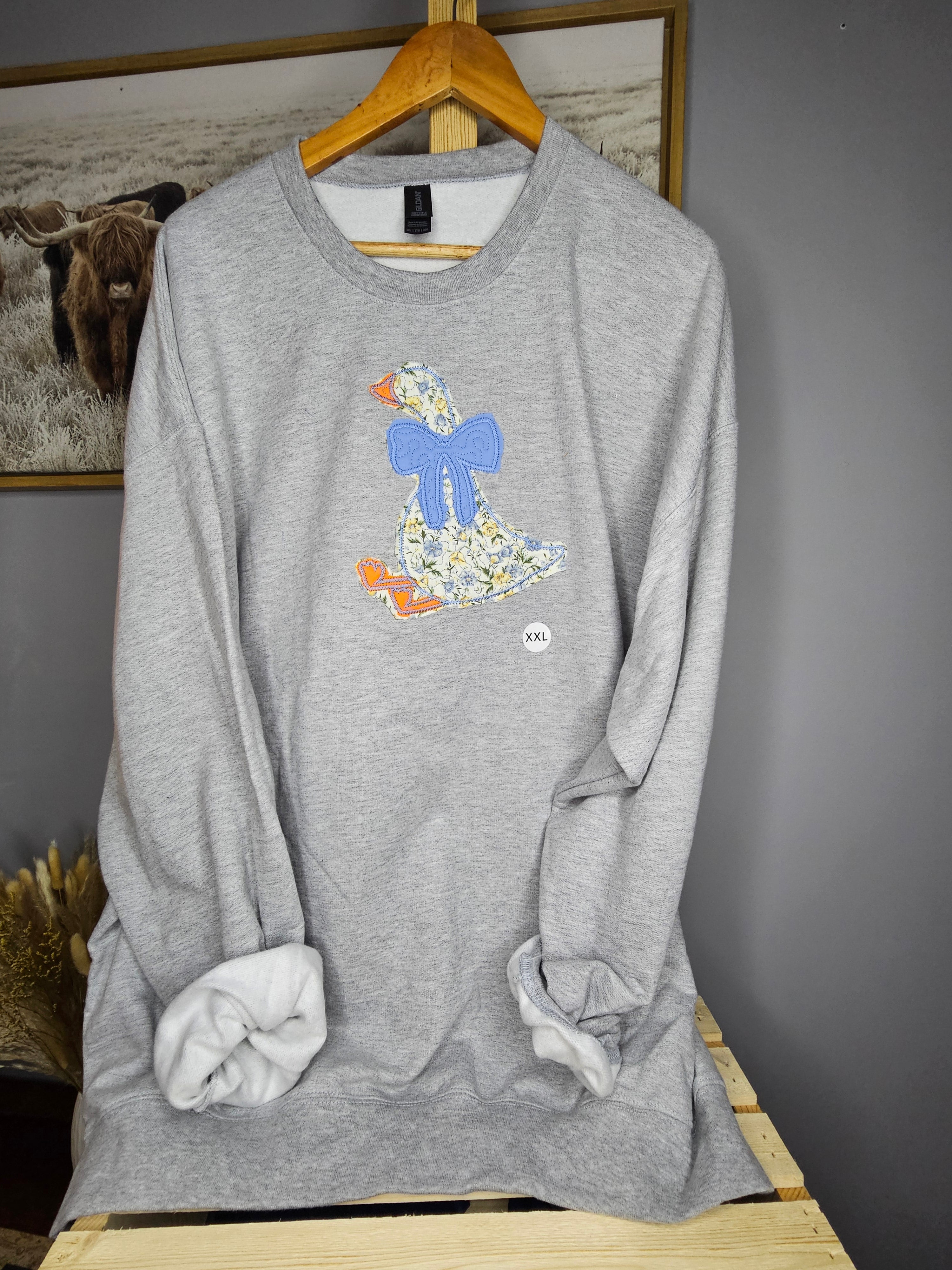Quilted silly goose crewneck